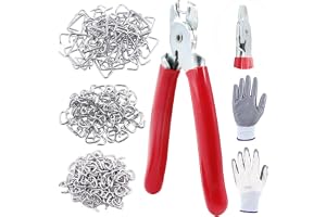 Swpeet 1000pcs 3/4 "galvaniserade svinringar sortiment kit, professionell klädsel svinringar installation kit för Bungee Shock, ledningar, djur (Flat Hog Rings Tanger med 240pcs Hog Rings Kit)