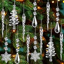12 Transparente Acryl Schneeflocken Deko, Weihnachtsbaum 12 Transparente Acryl Schneeflocken Deko, Weihnachtsbaum