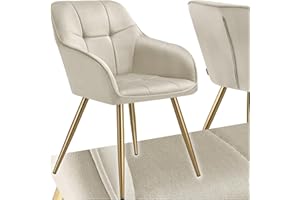 TecTake® Chaise de Salle à Manger Moderne Rembourrée Velours Matelassé Fauteuil Salon Chaise Scandinave Pieds en Acier, Chaise Coiffeuse, Chambre, Salon, Cuisine, Dressing