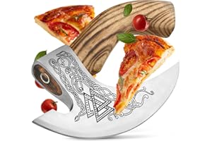 ECKWIN® Wikinger Pizzaschneider Axt | Wiegemesser für Pizza, Kräuter, & Co | Perfekte Männer Geschenke | Pizzamesser | Pizza Zubehör für Männer (Bertil)