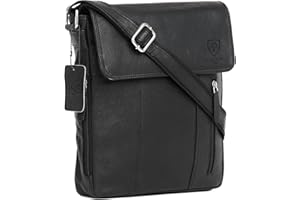 J. Wilson London 100% Pure Genuine Real Vintage Hunter Leather Handmade Mens Women Leather Flapover Everyday Crossover Shoulder Work iPad Messenger Bag