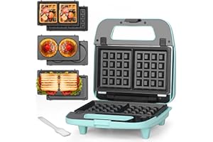 Baker's Friend Plancha para Waffles 3 en 1 con Placas Extraíbles, Plancha para Waffles Cuadrada con Placas Extraíbles, Prensa para Panqueques y Sándwiches, Fabricante de Queso a la Parrilla, Antiadher