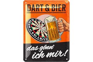 ‎LANOLU LANOLU Retro Blechschild Dart und Bier - Bar und Partykeller Dekoration - Irish Pub Deko - lustiges Geschenk für Männer - Darts Schild - Bardeko - vintage Metallschild 15x20cm