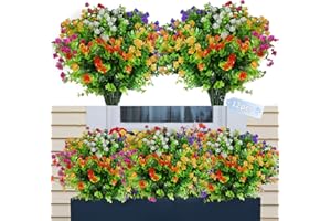 Sequpr Lot de 12 Fleurs Artificielles Extérieures, Plantes Artificielles, 6 Couleurs UV Résistant Bouquets Fleur Artificielle en Plastique, Fausses Fleurs Décor pour Maison Balcon Jardin Jardinière