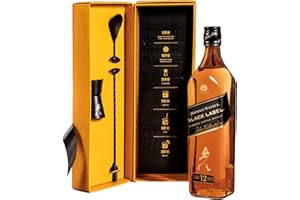 Johnnie Walker Black Label Cocktail Kit | 40% vol | 70cl | Blended Scotch Whisky | Includes Stirrer & Jigger | Cocktail Set Perfect for Gifting