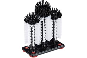 Relaxdays Gläserspülbürste mit Saugnapf, Gastronomie, Partys & Bar, Gläserbürste, HBT: 22 x 18,5 x 9,5 cm, weiß/schwarz