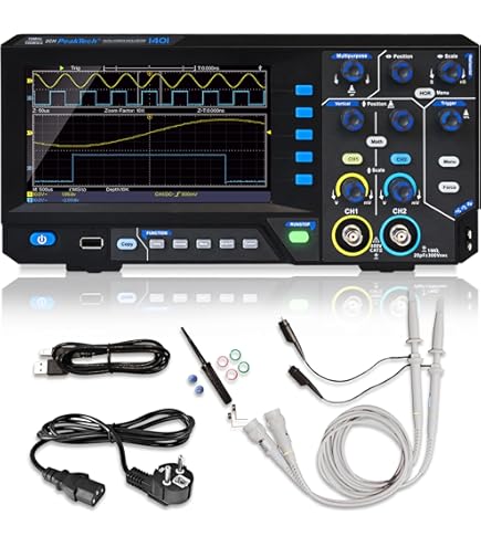 Hantek DSO5202P 2-in-1 draagbare digitale oscilloscoop 200MHz 1GSa/s, 8bit, 40K Desktop Digital Storage Oscilloscoop met externe trigger (2CH EXT) ondersteunt USB-opslag