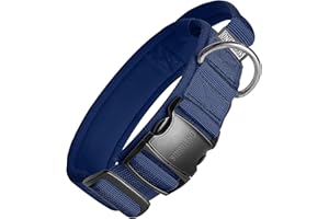 OneTigris Obroża dla psa z metalową klamrą, niebieska, L