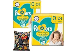Newborn Premature Nappiess Bundle, Size 0 Nappies Premium Protection Premature Diapers (1-3 kg) and Wishesla Wet Bag, 2x24, Total of 48 Nappies (Online Exclusive)