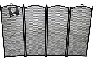 MARKO FIRESIDE Stylish Folding Black Fireplace Safety Guard Fireguard Firescreen Diamond Mesh