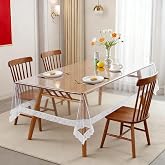 QingWing Transparent PVC Tablecloth, 137 x 72 cm, Transparent Table | Waterproof and Oil-Resistant, Table Protector for Kitch