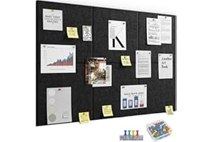 Kongming Tablica do przypinania, filcowa, samoprzylepna, 6 sztuk, tablica do przypinania z 40 pinezkami, grubość 9 mm, duża tablica do przypinania, 30 x 30 cm, dekoracja ścienna do zdjęć, notatek do