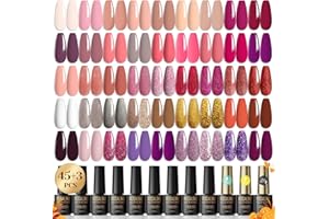‎ROSALIND ROSALIND UV Nagellack Set, 48 Stück Gel Nagellack mit Unterlack,Glänzender & Matte Überlack, Diamant & FluoreszenzÜberlack，Gellack Shellac Nagellack UV Gel Set für Nagel Design