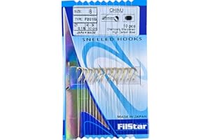 PRO FILSTAR Set di 10 Ami da Pesca Legati Oro N8, Filo da Pesca Monofilo DIA 0,16mm,50cm - Monofilamento - Articoli da Pesca - Pesca Accessori - Attrezzatura da Pesca - Lega Ami da Pesca – Hooks