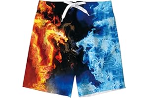 Kids4ever Boys Swimming Shorts Funny Printed Quick Dry Beach Board Trunks with Mesh Lining 6-14 Years