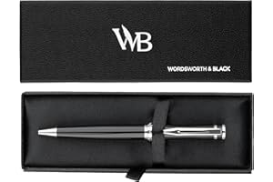 WORDSWORTH & BLACK Wordsworth et Black Stylo Bille Laque Noire - Stylo de Luxe Éblouissant avec Finition Chrome, Recharge d'Encre, Cadeau pour Hommes & Femmes, Rechargeable, Beaux Stylos, Pointe Fine