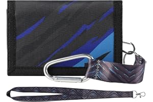 GmeDhc Portefeuille pour Adolescents, Porte Monnaie Enfant Pliable avec Mousqueton, Lanière de Cou, pour Garçons Filles Cadeau Danniversaire détudiant