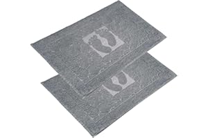 ‎OG-ER OG-ER Badvorleger Set 2 Teilig, Frottee Duschvorleger, Waschbar Duschmatte & Badteppich, 600 g/m² &100% Baumwolle, Saugfähig & Schnelltrocknend, 50 x 70 Anthrazit