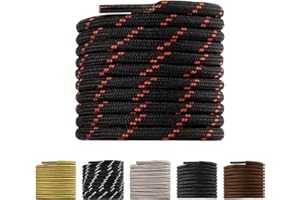 LARGERED Runde Schnürsenkel für Stiefel Reißfest Ø 4mm Ersatz Schuhbänder für Arbeitsschuhe,Outdoorschuhe,Wanderschuhe Ersatz Boots Shoelaces für Herren Damen aus Polyester,90-180cm