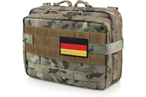 WYNEX Tactical Large Admin Pouch im Double Layer Design, Molle EDC EMT Utility Pouch mit Map Sleeve Modulare Tool Pouch Große Kapazität Flag Patch inklusive