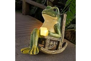 Johiux Frog Garden Ornaments Outdoor Solar Garden Decor Statues Gnomes Outdoor Funny,Fairy Garden Accessories Waterproof LED Solar Animal Statue Garden Balcony Patio Gifts for Women Men.