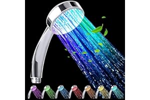 JINYOMFLY Słuchawka prysznicowa LED ze światłem, zmiana koloru LED, głowica prysznicowa ze zmianą koloru, słuchawka prysznicowa LED, deszczownica LED, 7 kolorów światła, automatyczna, brak zasilania