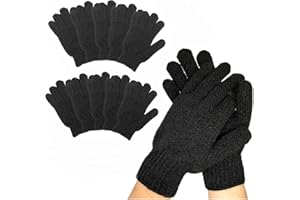 RAINMAE 10Pairs Exfoliating Gloves - Premium Black Double Sided Scrub Wash Mitt for Bath or Shower - Luxury Spa Exfoliation Accessories for Beauty Spa Dead Skin Cell Remover, Suitable for Men and Women