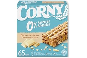 Corny Barritas de Cereales 0% Azúcares Añadidos de Chocolate Blanco- Pack de 6x20gr