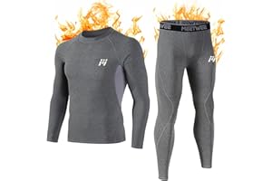MEETWEE Set di Biancheria Intima Termica da Uomo, Maglia a Maniche Lunghe con Strato di Base Sportivo e Pantaloni ad Asciugatura Rapida, Tuta da Allenamento per Sci, Corsa ed Escursionismo