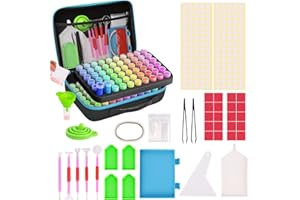MACTING 5D Diamond Painting Aufbewahrungsbox, 120 Stück Diamond Painting Zubehör Boxen mit 66Pcs Diamant Painting Zubehöhr für Diamant Malerei Organizer, tragbare Perlen Nägel DIY Handwerk(Blau)
