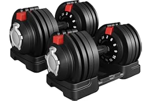 Yaheetech Space-Saving Adjustable Dumbbell Set - 12.5KG/18KG/24KG/40KG Weights with Safety Locking Mechanism, Home Gym Strength Training Equipment for Full Bodybuilding
