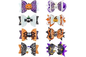 Tocwick 8Pcs Halloween Hairpin Handmade Bow Boutique Clip Cartoon Bat Ghost Black Cat Hair Clips Accessories Headdress for Halloween Party Trick or Treat Goodies Bag Fillers (8Pcs)