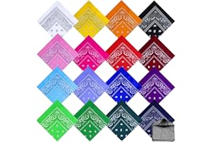 URATOT 16 Pieces Paisley Bandanas Cowboy Bandana Handkerchiefs Paisley Print Head Wrap Scarf, Assorted 16 Colors