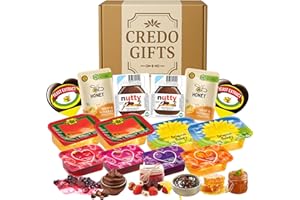 CREDO GIFTS Ultimate Jam and Marmalade Airbnb Hamper With Miniature Jams, Marmalade, Honey, Hazelnut Chocolate Spread and Yeast Extract– Mini Hampers, Small Travel Food Box, Preserves Selection