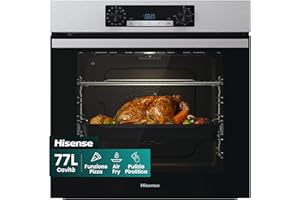 Hisense BI64211PX, Forno Multifunzione Termoventilato, Cavità XXL 77L , Auto Pulizia Pirolitica, 13 funzioni di cottura, Funzione pizza 300°C, Cottura AirFry, Cottura Multifase, Display Led