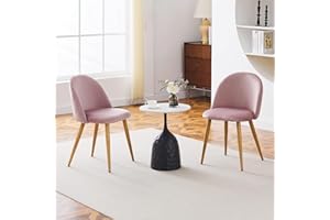 CLIPOP Dining Chairs Set of 2 Pink Velvet Kitchen Leisure Chairs with Backrest and Wooden Style Metal Legs, Living Room Reception Chairs for Home,Office and Restaurant Furniture