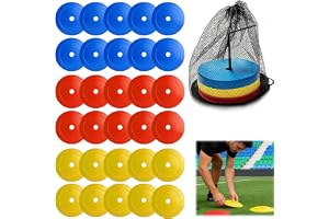 Msauifncp Set med 30 platta koner träning med stativ och väska | De platta konerna träning för inomhus- och utomhusuppringning HüTchen fotboll för rörlighet fotboll