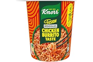 ‎KNORR Knorr Fusion Noodles Instant Nudeln Chicken Burrito Taste leckere Nudeln mit Hühnchen-Geschmack fertig in nur 4 Minuten 89 g