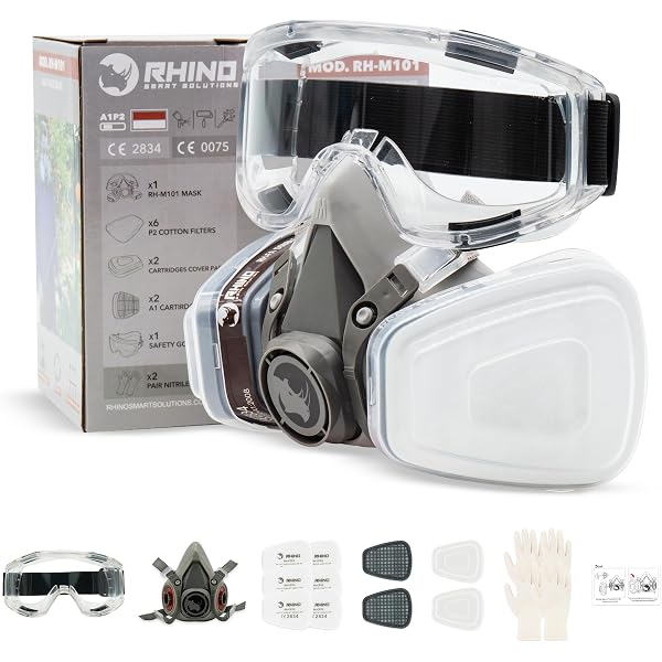 Maschera Antigas Respiratoria Riutilizzabile, Mezza Maschera Protettiva 6200 Con Filtri Per Polvere Fumi Amianto Sostanze Chimiche E Altre Particelle Sospese Nellaria Durante La Verniciatura La S 84611747