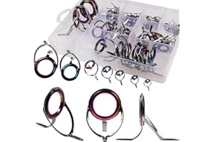 QualyQualy Kit per Anelli Canna da Pesca, Anello in Ceramica e Acciaio Inox Riparazione Anello Guida di Pesca in Diverse Misure 75 pezzi