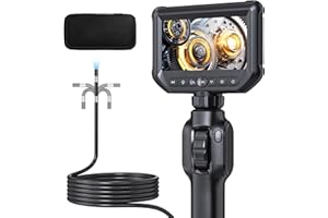 Endoskopkamera mit Licht, Qimic Zwei-Wege 360° Drehabr Endoskop Kamera, 4.3" 1080P HD Rohrkamera Kanalkamera, IP67 Wassdicht 8 LEDs inspektionskamera 32G TF Karte/Tragetasche-1M Semi-Rigid Kabel