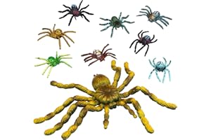 Lanfly 9 Pcs Plastic Spiders Large and Small Spiders Joke Presents Realistic Spider Prank Spooky Fake Spider for Party Decorations Cake Topper Early Educational Toys Birthday Gift Set
