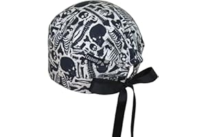 CALOMED Calot de Bloc Charlotte Chapeau Infirmière Bonnet en Tissu pour Personnels de Santé ou Pâtissier Modèle Court Femme ou Homme Cheveux Courts (Anatomie Squelette)