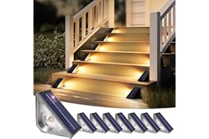 Solpex 8 luces solares para exterior, luces de escalera, impermeables, iluminación LED para escaleras exteriores, escalones, vallas, patio, patio, canalón, camino, decoración, blanco cálido