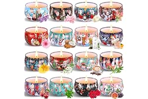 HYOJCWU Candle Candele Profumate Regalo di Natale 16 pezzi Candele Set per Aromaterapia Candela Aromatica di cera di soia naturale con coperchio, Decora il Natale, Regalo per Donna, Mamma, Amici