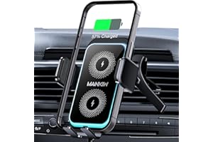 MANKIW Handyhalterung Auto mit Ladefunktion, 15W Induktive Ladestation Auto Wireless Charger, 360° Drehung & RGB-Beleuchtung, kompatibel mit iPhone 16/15/14/13/12 Pro Max, Galaxy S25/S24/S23 Ultra usw