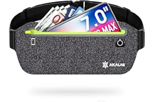 Akalas Ultra Slim Running Belt Waist Pack, No-Bounce Lightweight Fanny Pack, Water Resistant Runner Waist Bag, Adjustable Running Pouch for Gym Workouts, Travel & Outdoor Activities