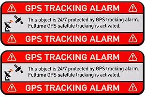 Klistermärkesuppsättning "GPS TRACKING ALARM!", 2 st, 67 x 21 mm, självhäftande film, självhäftande utomhus, varningsdekal in