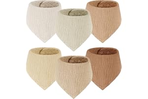 Yukkidds Lätzchen Baby Dreieckstuch 100% Baumwolle Musselin Halstuch für Neugeborene Junge und Mädchen Saugfähig und Verstellbare Halstücher Baby 6 Stück Beige&Braun