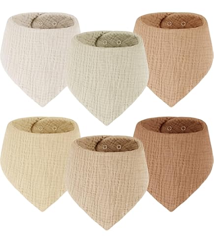 Susurration Slabbetje baby driehoekige sjaal mousseline halsdoek voor jongens en meisjes, verstelbaar 10 stuks (rozebruin